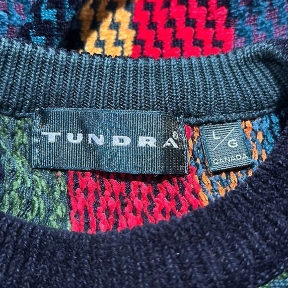 Vintage Tundra Canada Coogi Style 3D Knit Sweater Multicolor Cosby 90s Large - Picture 14 of 15